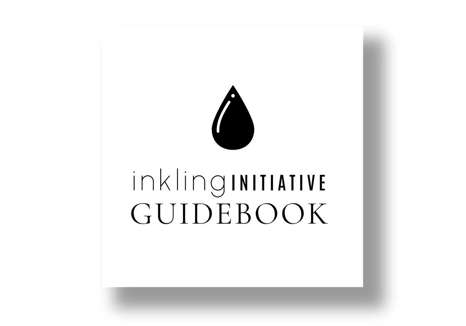A graphic: a white square with a black drop (of water or ink) and the words 