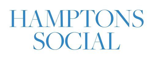 Hamptons Social text logo in light blue serif font on white background.