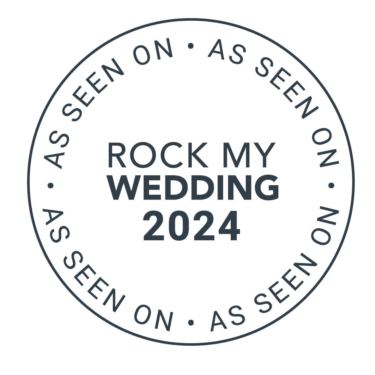 Collection of circular wedding industry certification badges and seals for 2024.