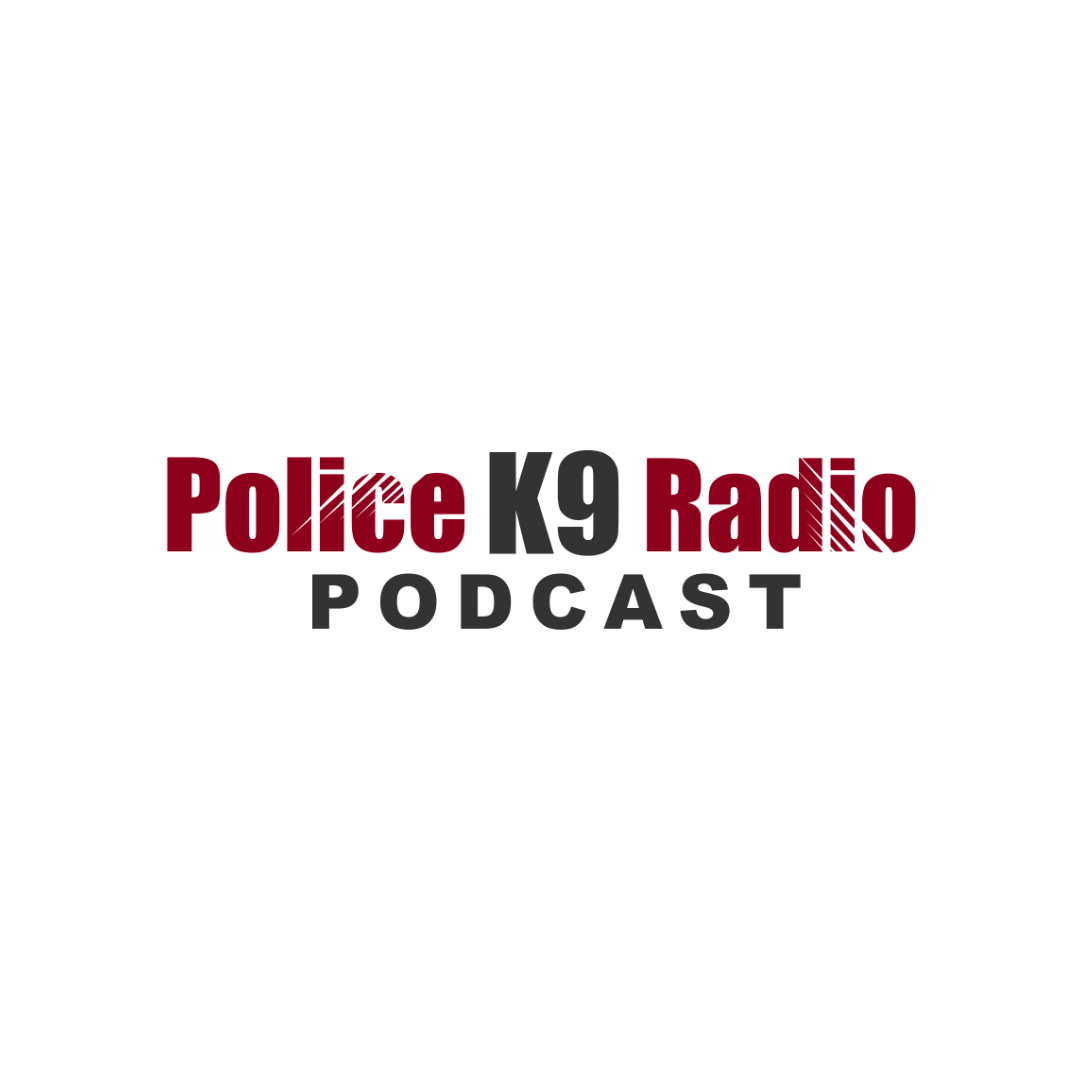 Police K9 radio podcast logo design in bold red and black text.