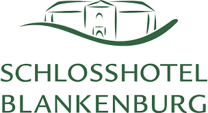 Green logo design for Schlosshotel Blankenburg featuring minimalist architectural elements.