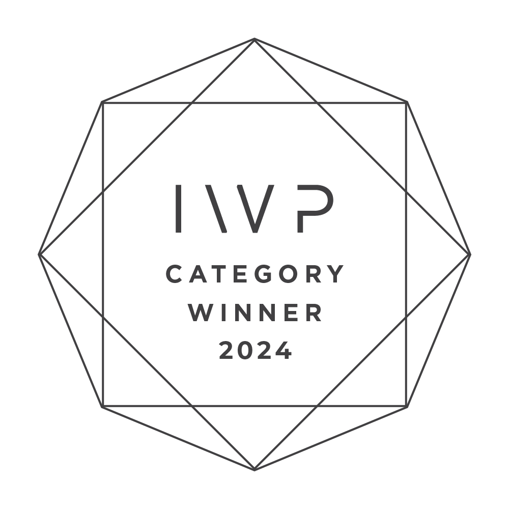 Geometric line drawings of award category icons and text showing 'Winner 2024' in a minimalist black and white design.