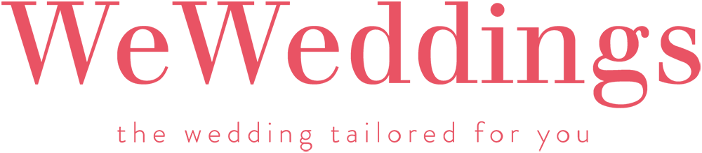 A pink WeWeddings logo design with text 'the wedding tailored for you' on a white background.