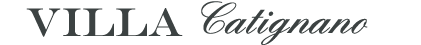Elegant Villa Catignano logo design features classic serif typography in black against a white background.