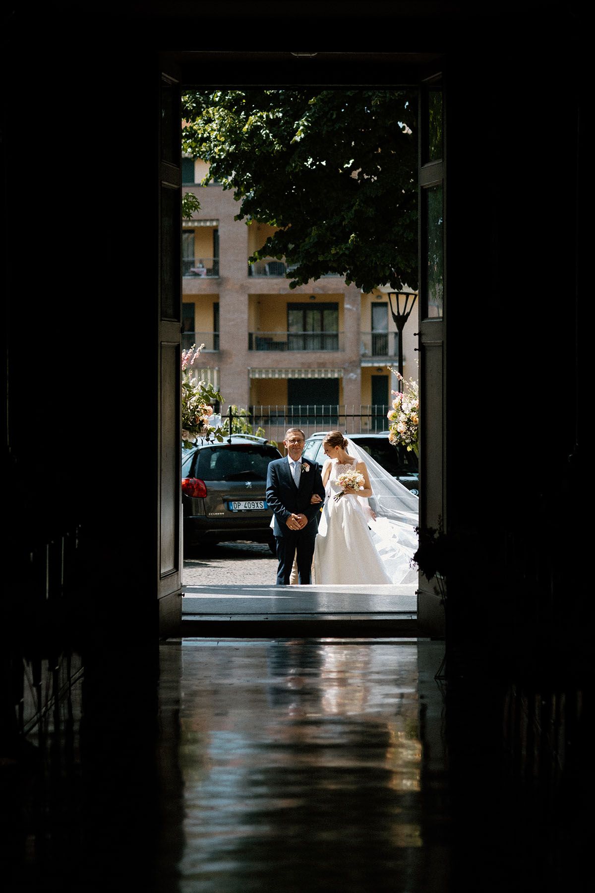 Cerimonia di matrimonio a Villa Malliana, coppia franco-italiana