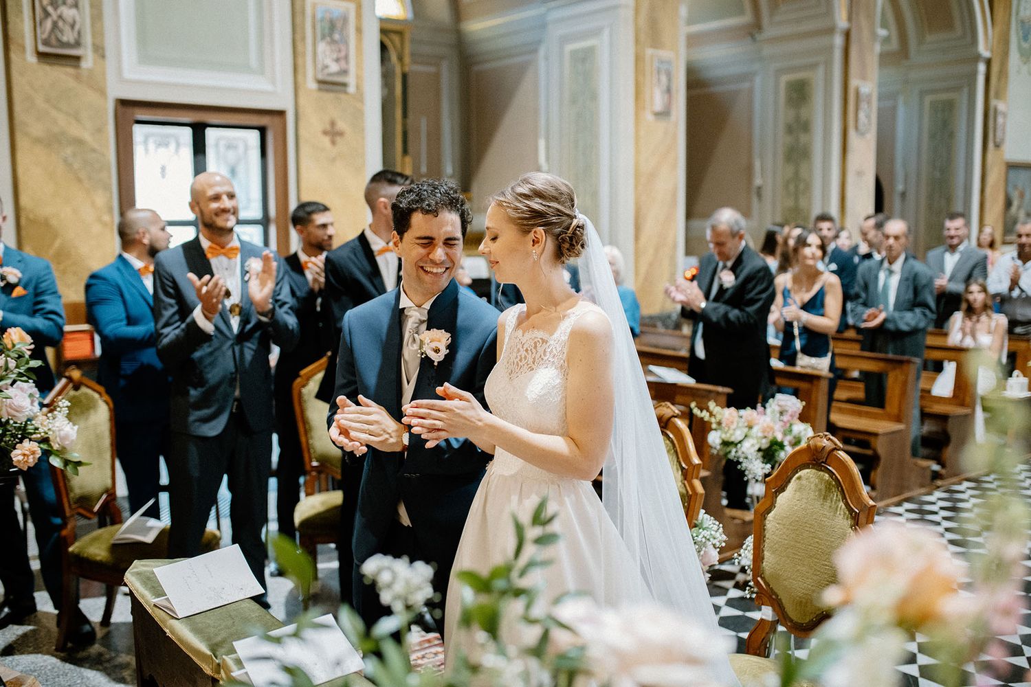 Cerimonia di matrimonio a Villa Malliana, coppia franco-italiana