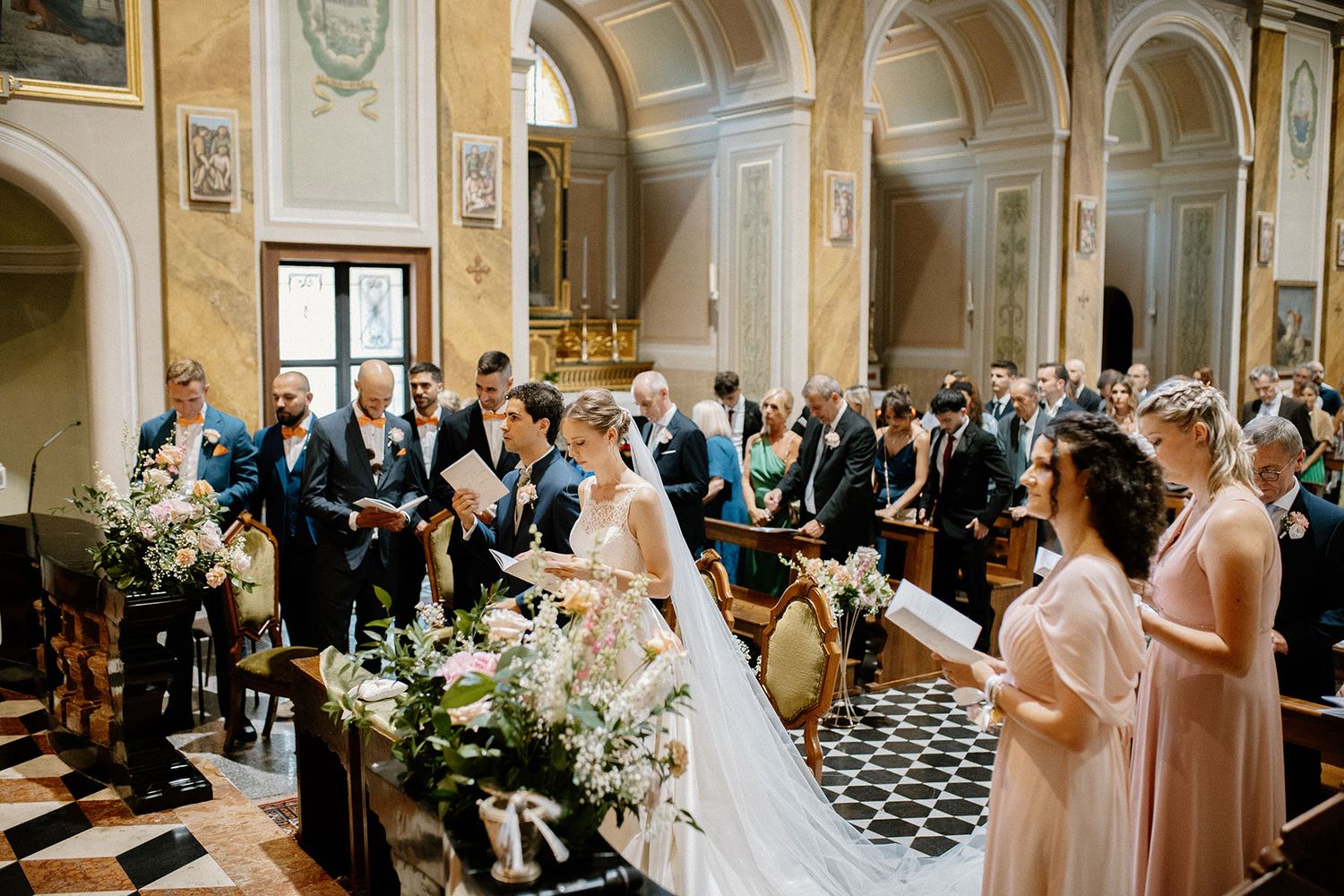 Cerimonia di matrimonio a Villa Malliana, coppia franco-italiana