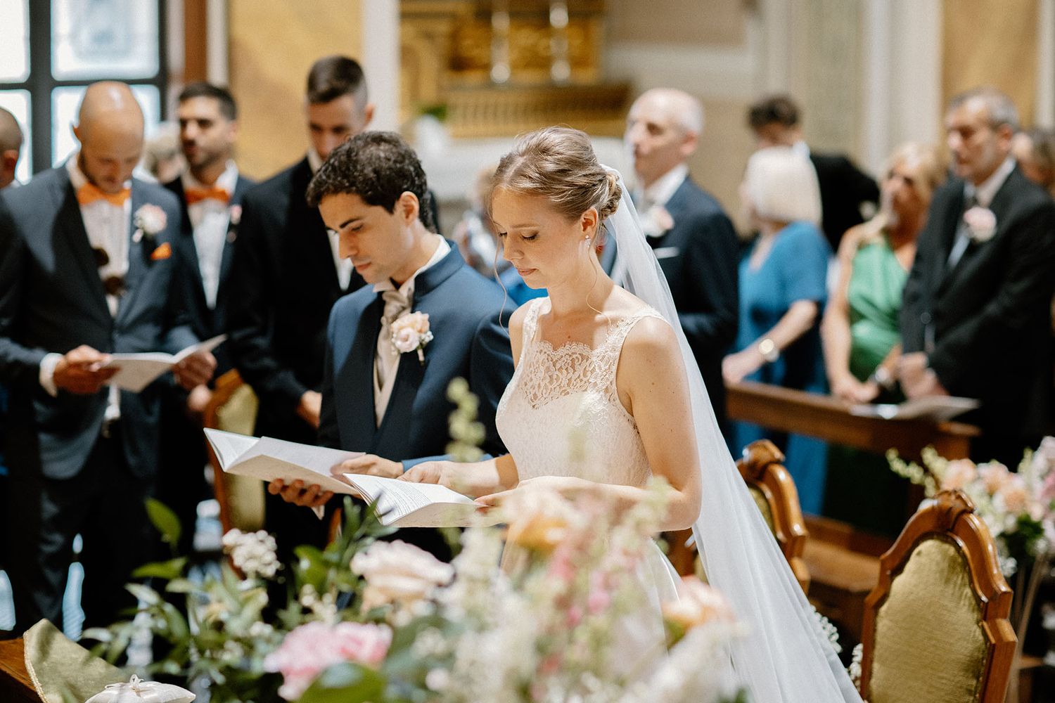 Cerimonia di matrimonio a Villa Malliana, coppia franco-italiana
