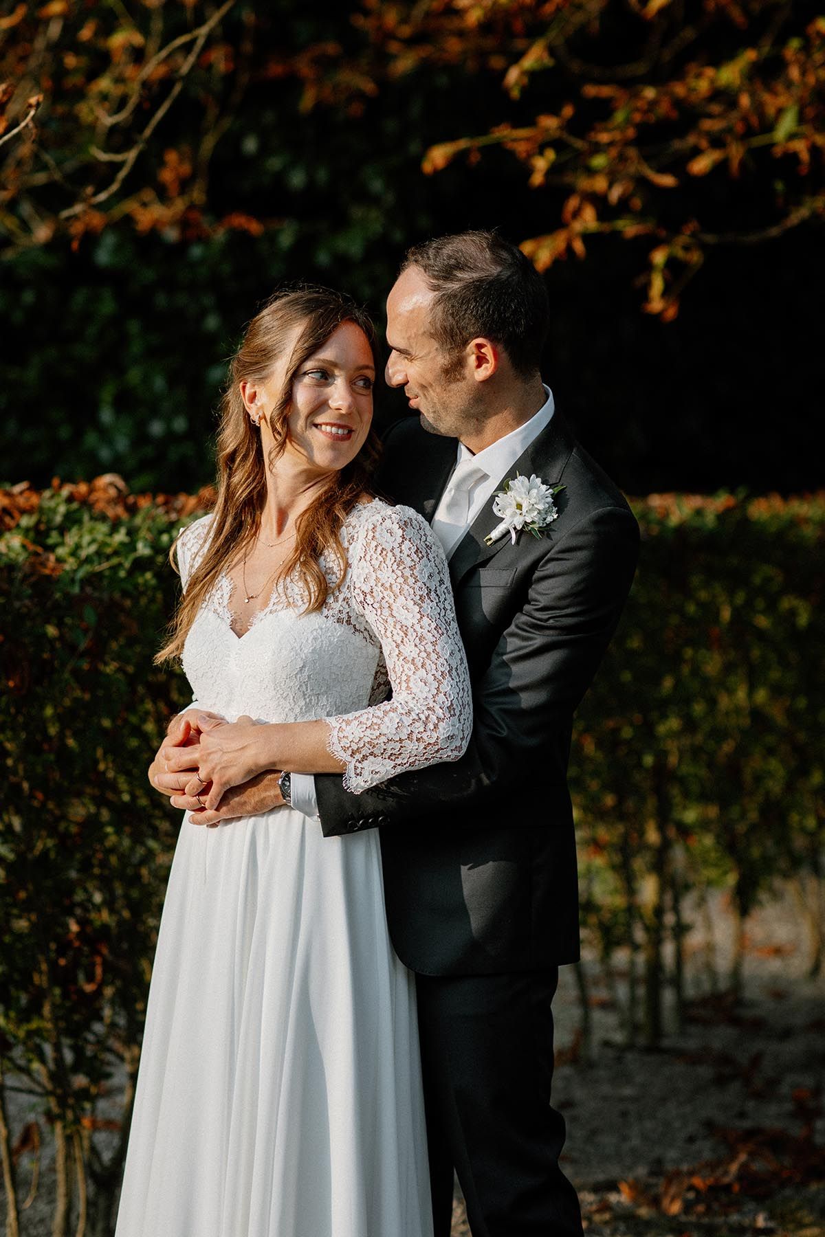Foto autunnali degli sposi in location a Monza