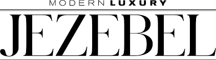 Modern luxury magazine logo for Jezebel in elegant black serif typography on white background.