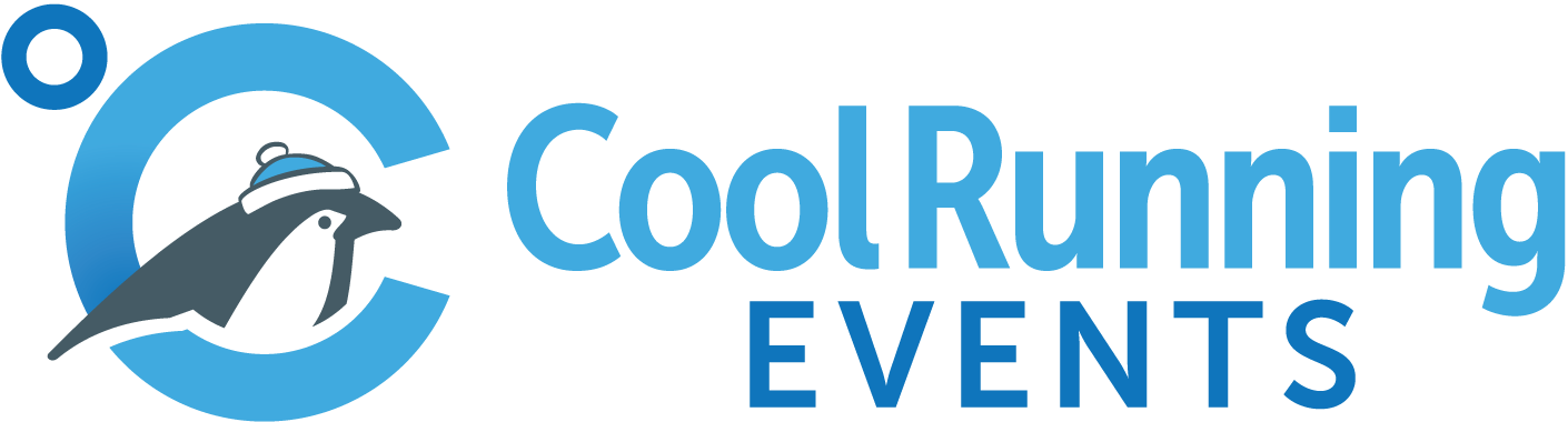 Blue CoolRunning Events logo with running figure design.