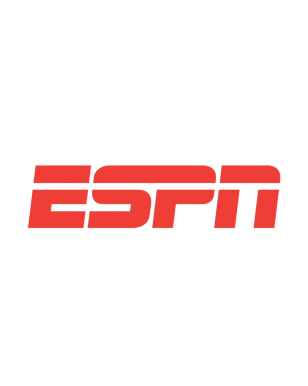ESPN logo in bold red italic letters on a white background, representing the popular sports media network.
