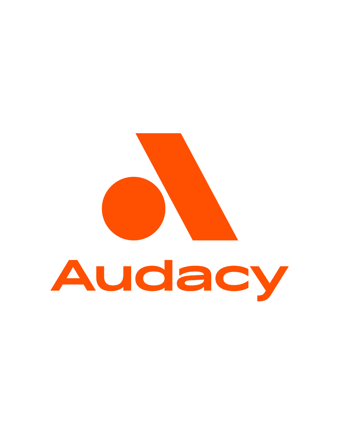 Audacy logo featuring bold orange typography and a stylized letter A with a circular dot design on white background.