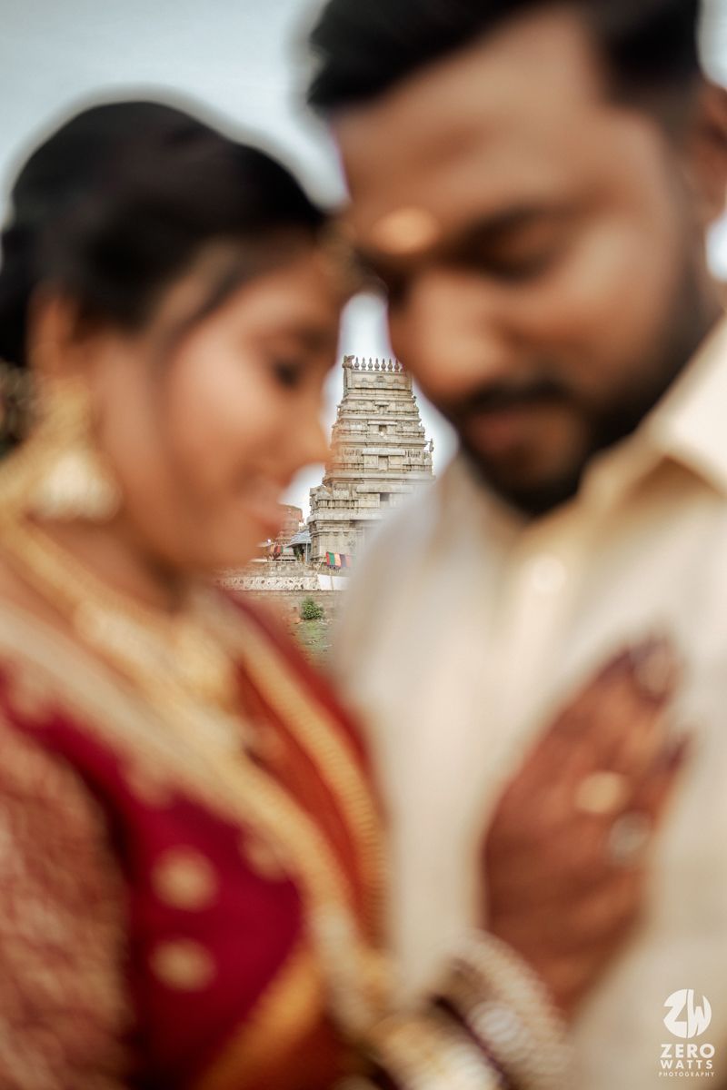 Close-up artistic wedding photo series showing hands, jewelry and traditional Indian bridal details in red and gold tones.
