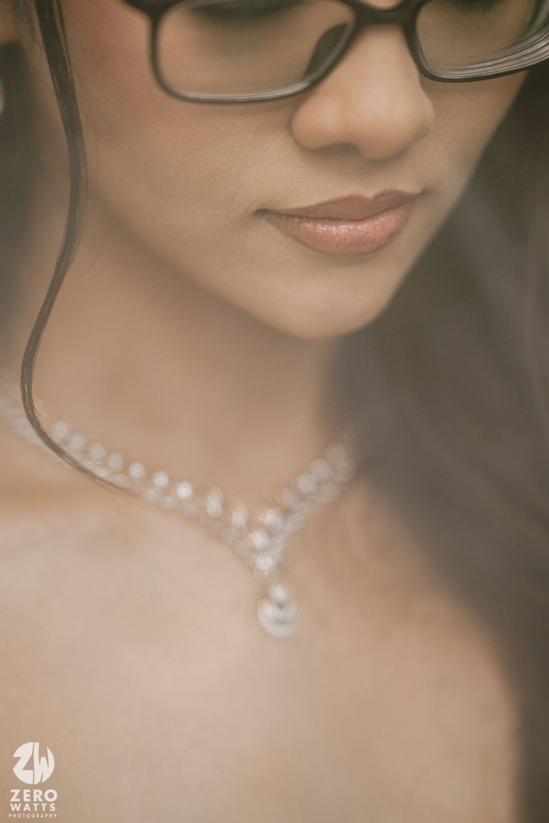 A close-up series of elegant pearl necklace photos showing delicate jewelry details against soft focus backgrounds.