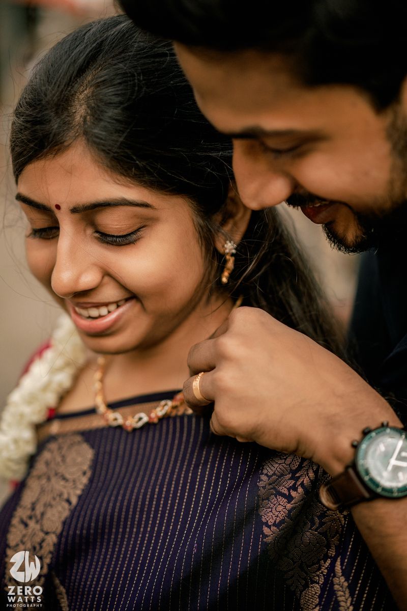 Intimate close-up sequence capturing tender moments between a couple in traditional Indian attire.