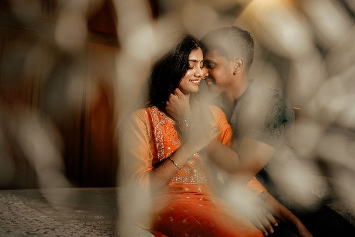 Artistic blurred photo with orange and gray tones creating an abstract effect.