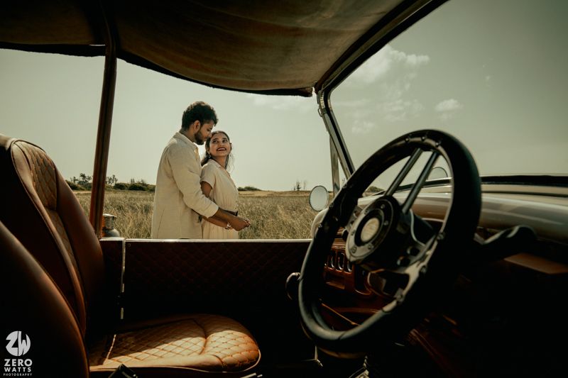 Vintage style collage of romantic couple in car and outdoors scenes with warm sepia tones.