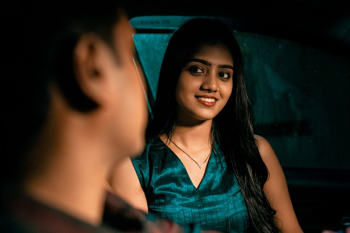 Artistic portrait sequence with teal lighting creates a moody cinematic atmosphere.
