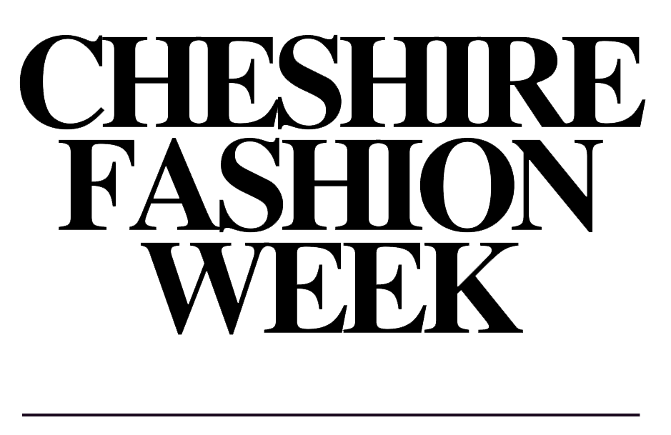 Black and white text image showing CHESHIRE FASHION WEEK repeated in a stylized, horizontal pattern.