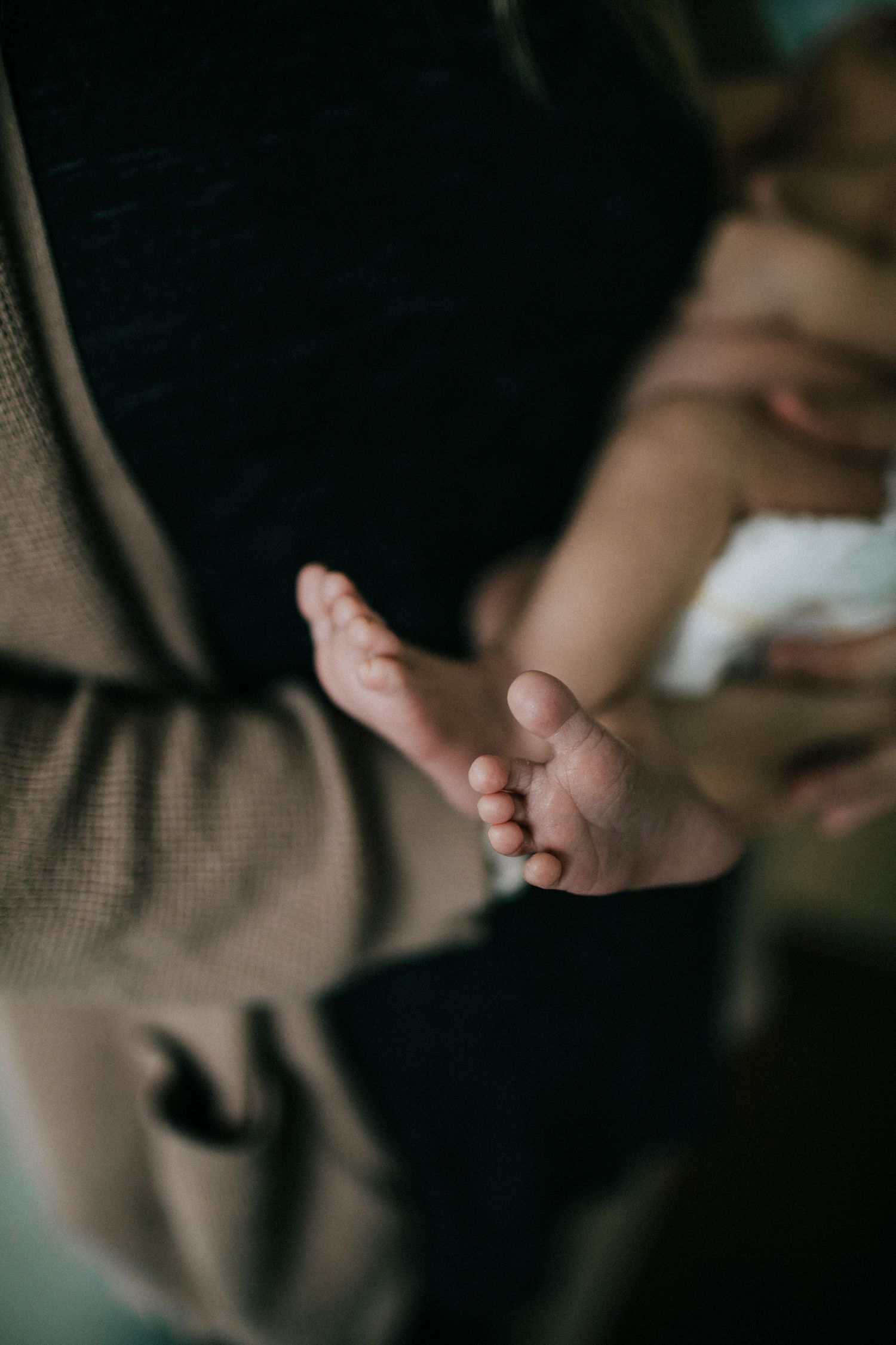 Close up image of baby's feet.