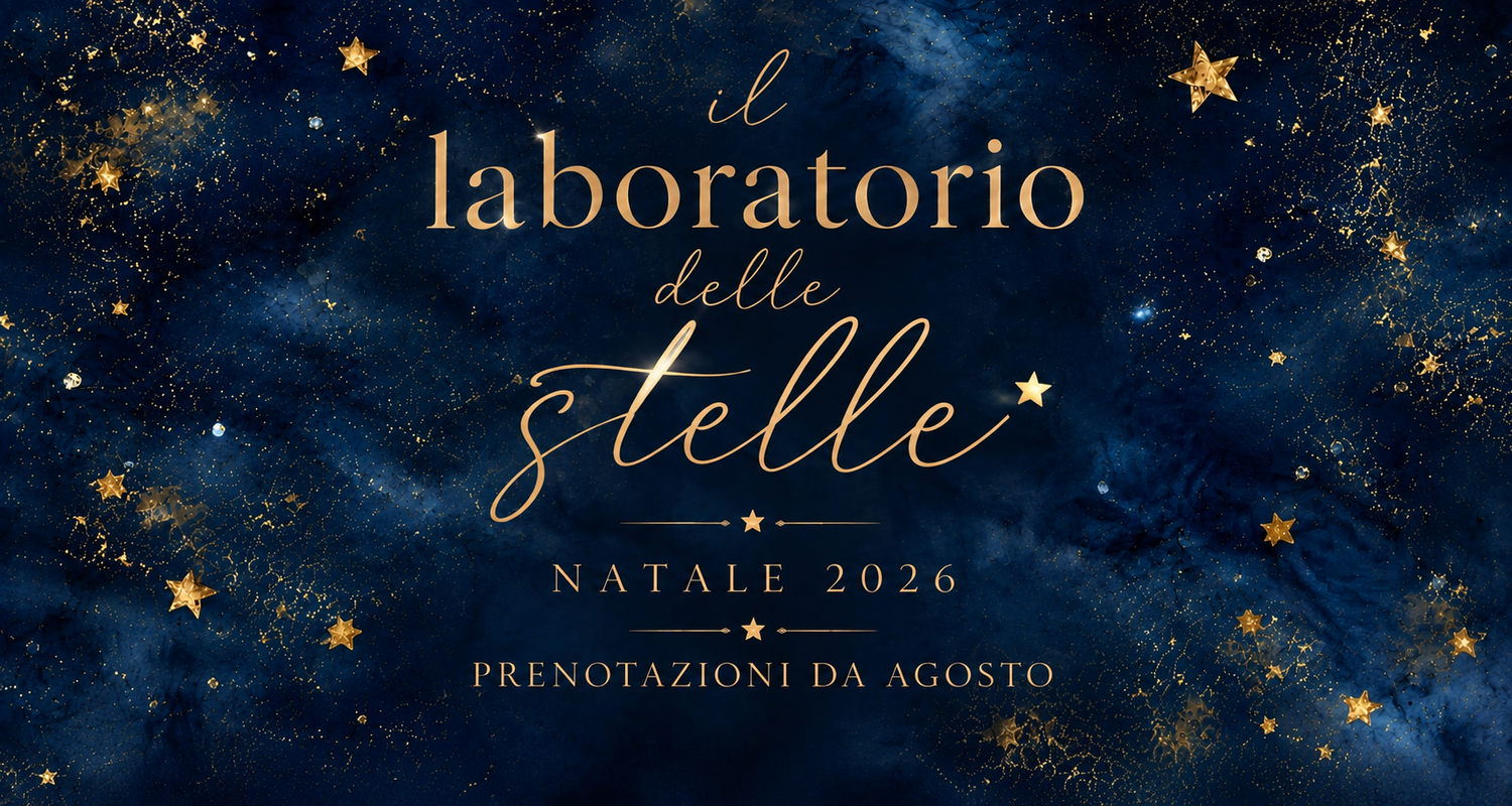 Il Laboratorio delle Stelle Natale 2026 promotional banner with gold stars on a dark blue night sky.
