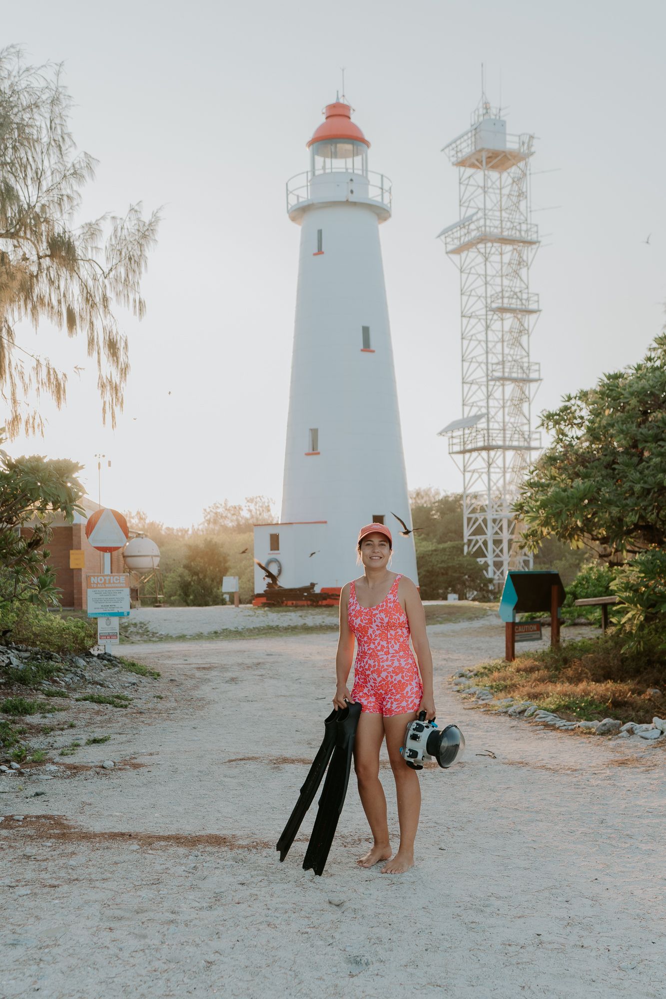 Underwater Photographer Philicia with her gear ready to capture some underwater maternity in the ocean and on the beach