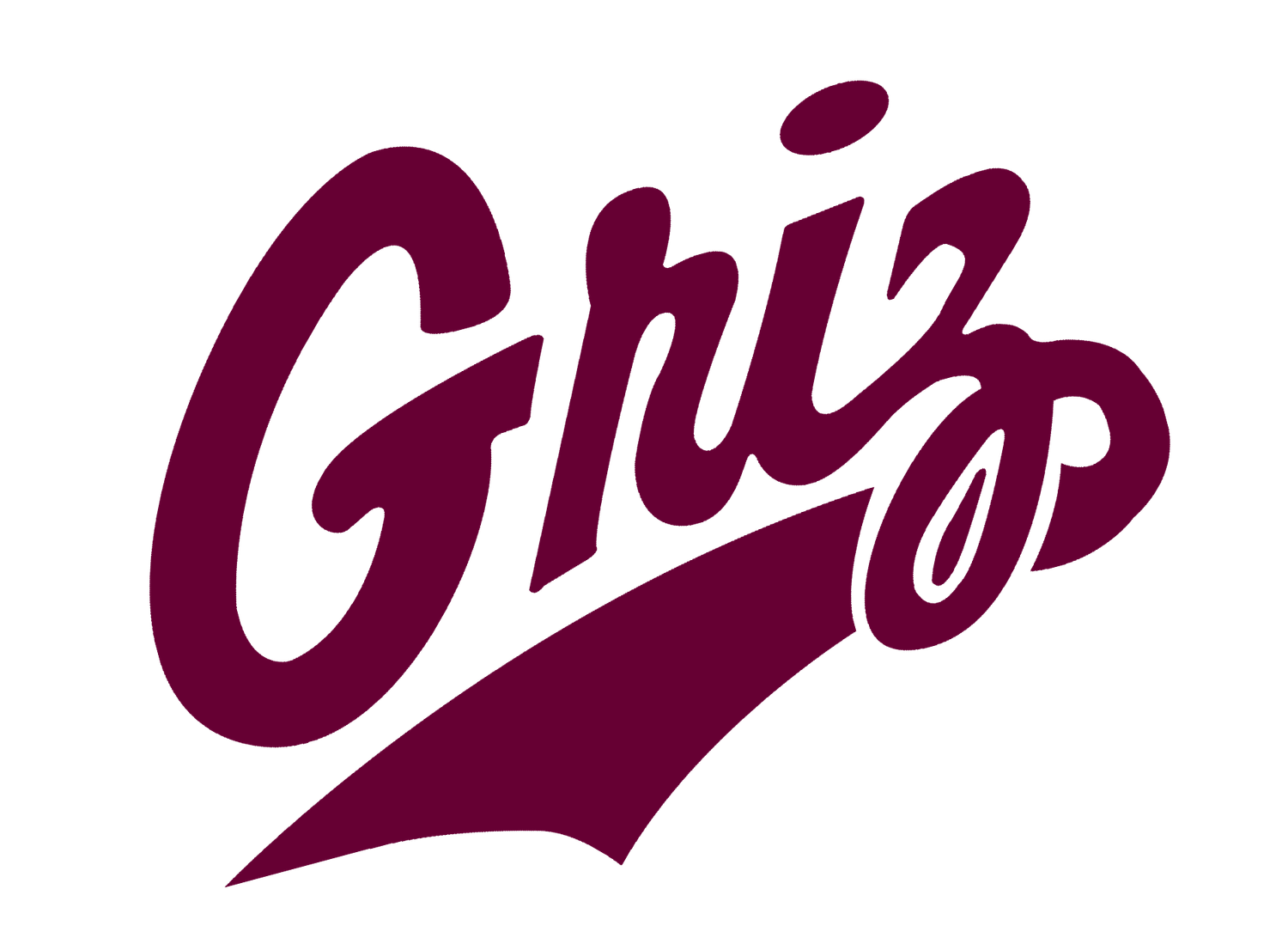 University of Montana Grizzlies maroon Griz cursive logo on white background.
