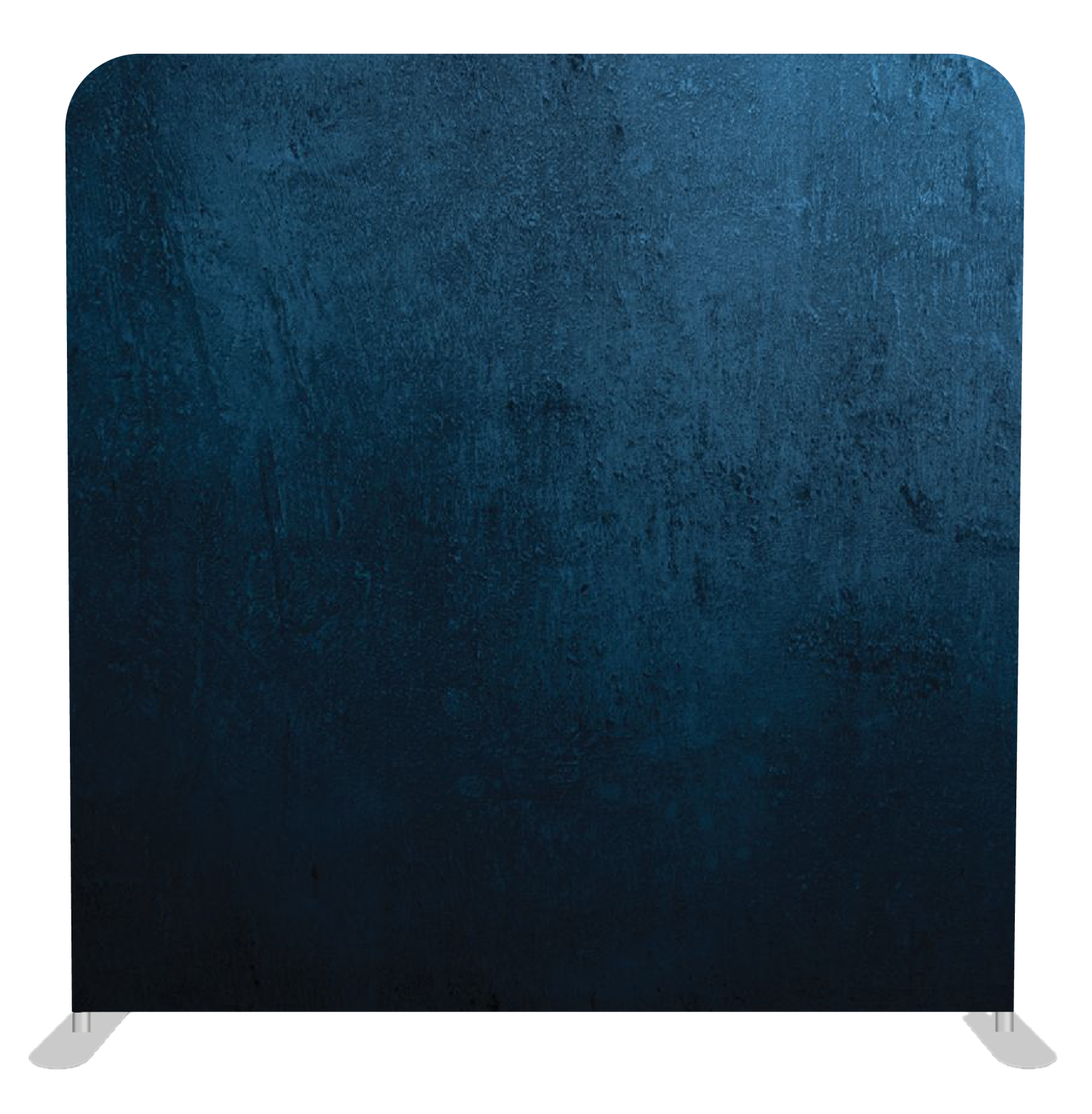 A dark blue fabric backdrop display stand with gradient effect from deep navy to black.