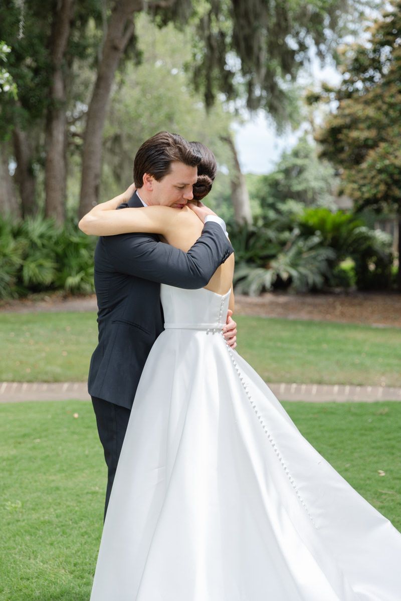 Candid bride and groom photo at Jekyll Island wedding, film-style photography inspo with romantic aesthetic for modern couples.