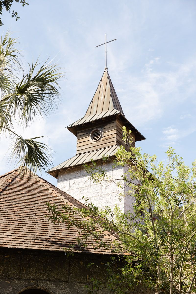 Wedding ceremony at Wesley Frederica Church on St. Simons Island, near Sea Island. Classic coastal church setting.