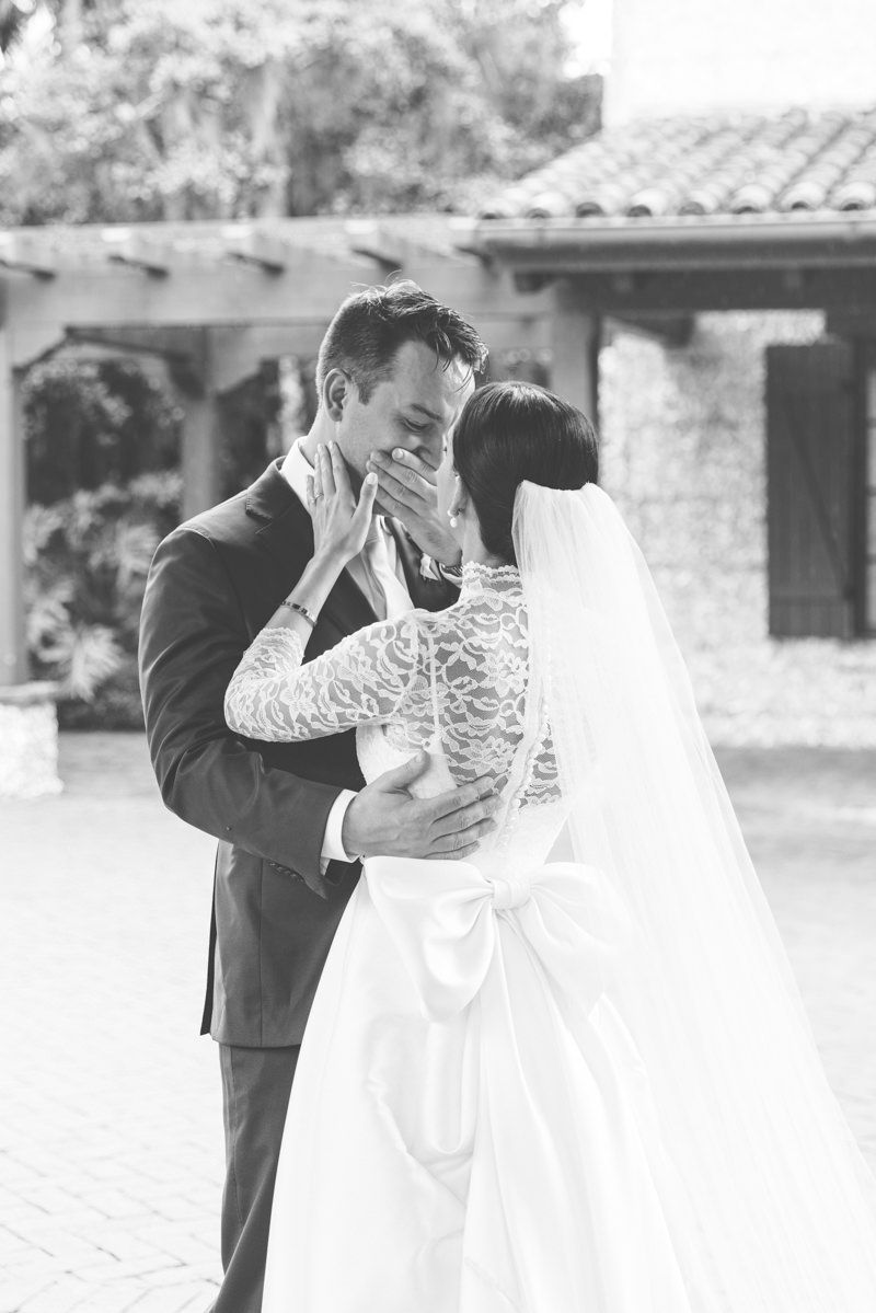 Groom’s emotional reaction during first look with bride at Frederica Golf Club wedding on St. Simons Island, captured by photographer.