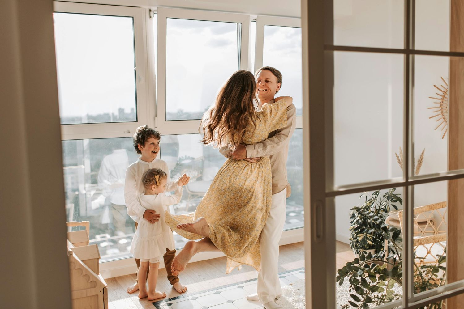 Phoenix studio family portrait, bright and lively, captured by a premier Arizona family photographer.