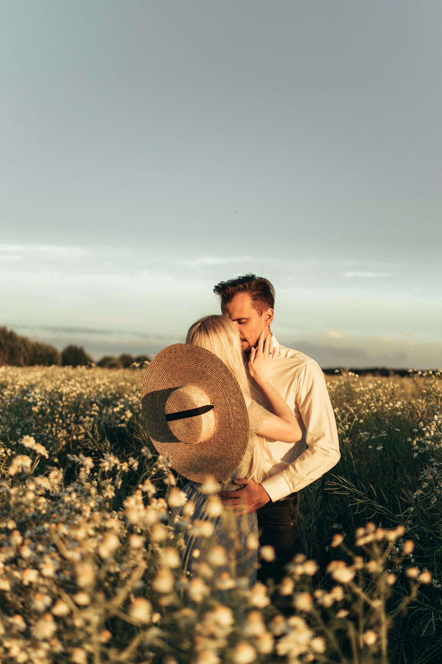 Love Story session in Tempe showing sunset glow with romantic, intimate engagement photography.
