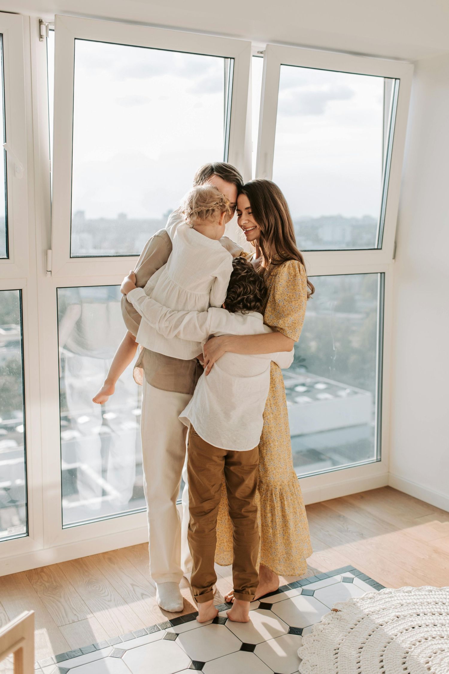 Tempe studio portrait, happy family, vibrant tones, captured by Arizona family photographer.