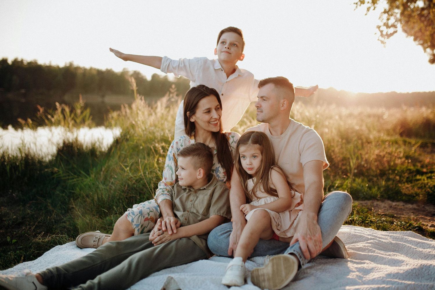 Prescott Arizona, mountaintop Family photography,  Natural family interactions photographed during sunset at an outdoor location.