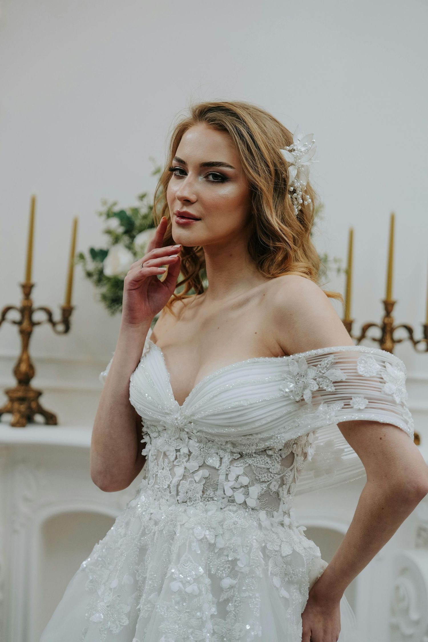 Close-up shots of a bride in an white wedding gown with delicate lace details and embellishments. Award Winning Photographer Tempe