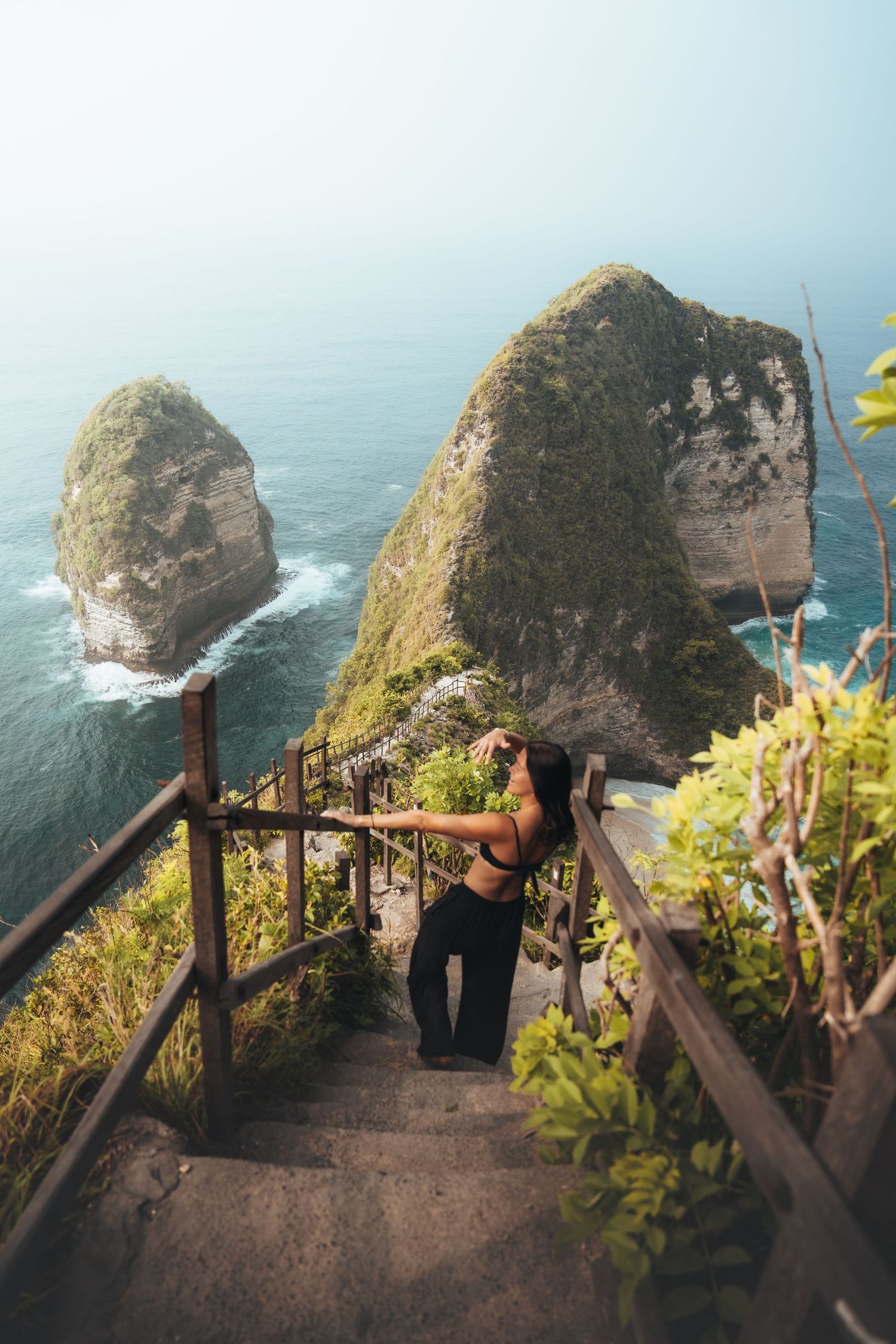 Scenic coastal viewpoint with dramatic rock formations rising from the ocean.