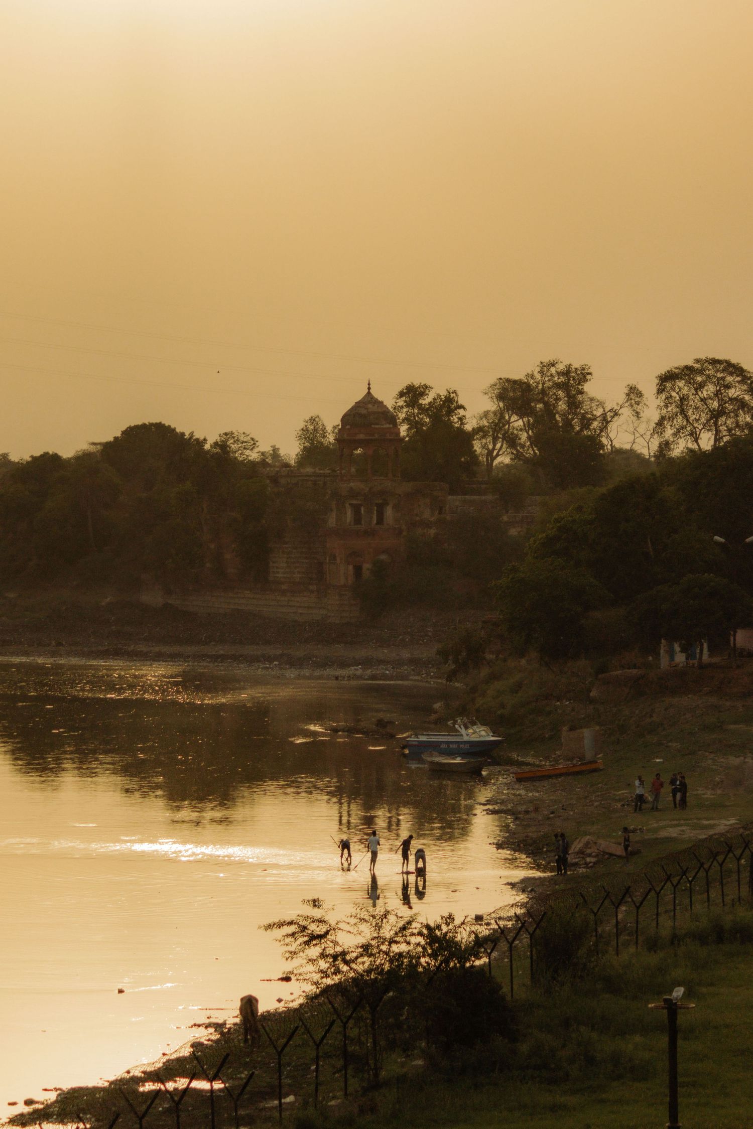 Sunrise next to the Taj Mahal in Agra, India