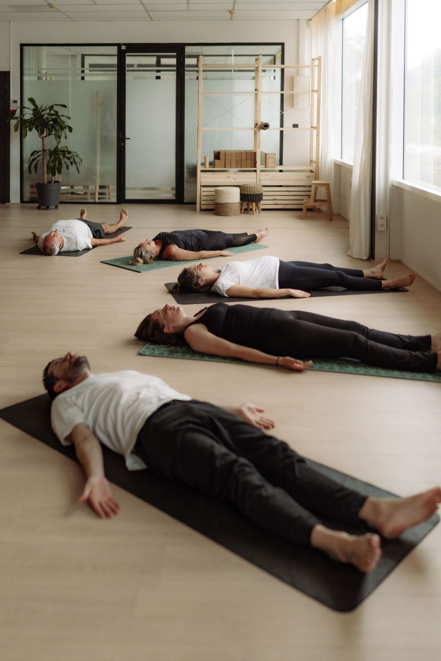 People attending a yoga class