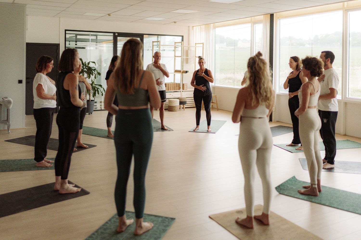People attending a yoga class