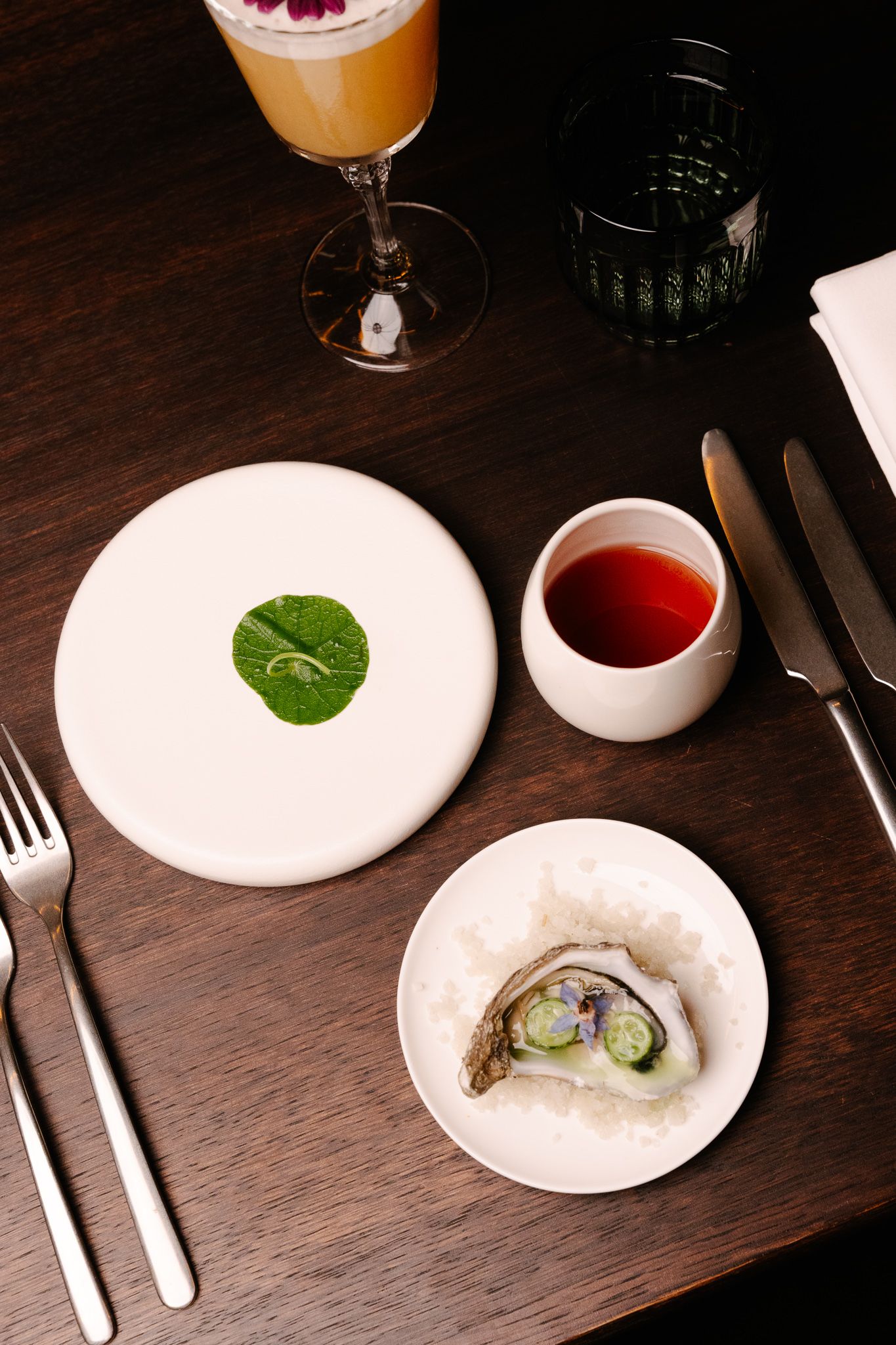 A picture of a starter with a cocktail