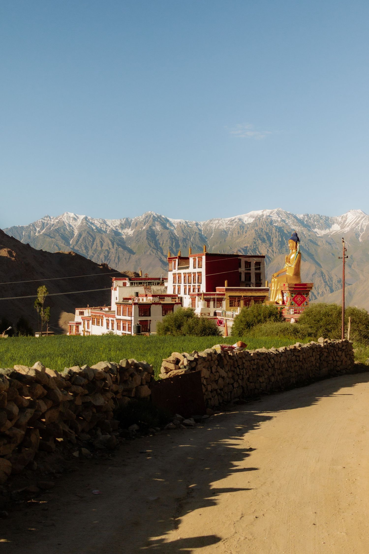 A temple in the distance in Likir, Ladakh