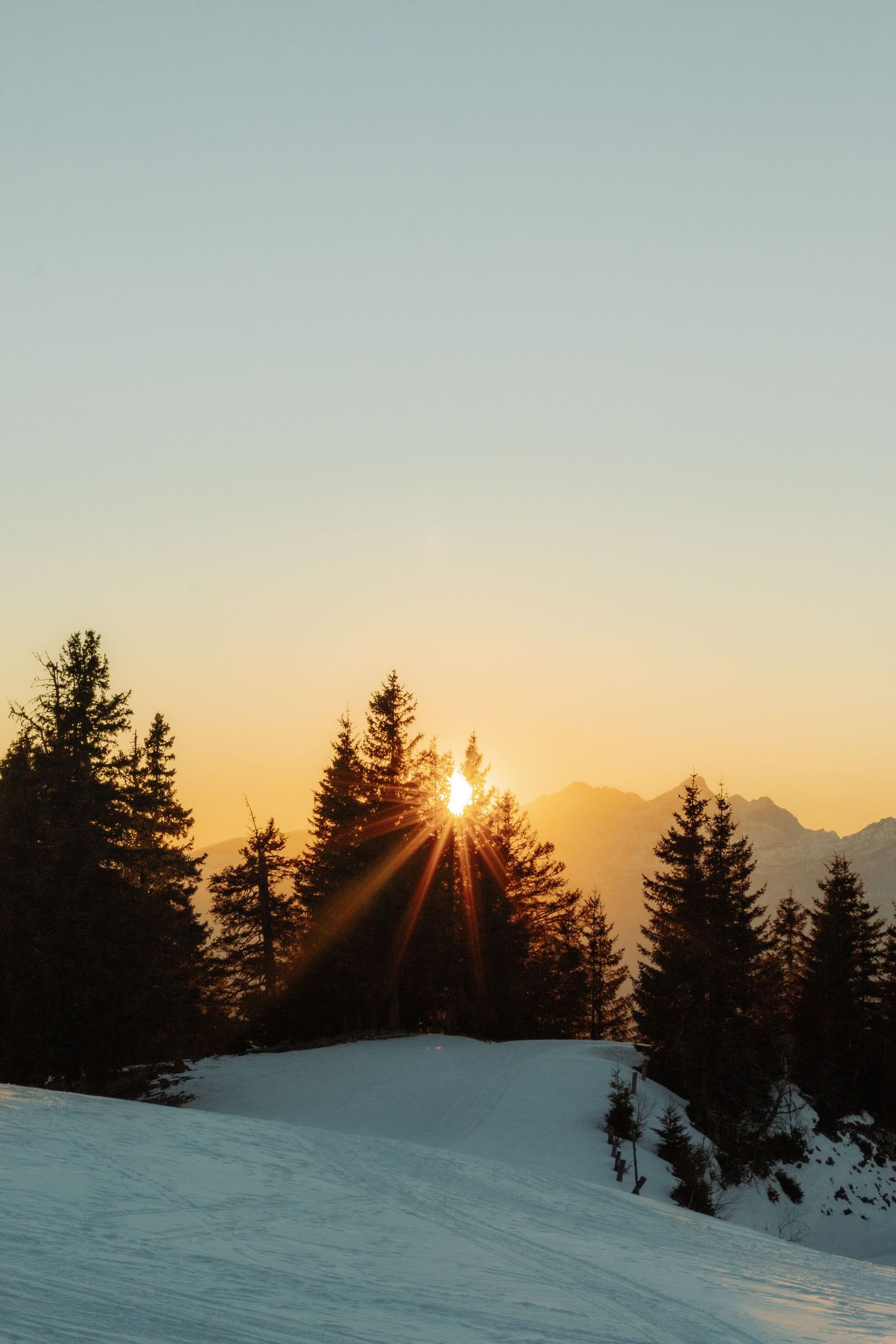 sunset in the mountains in Slovenia