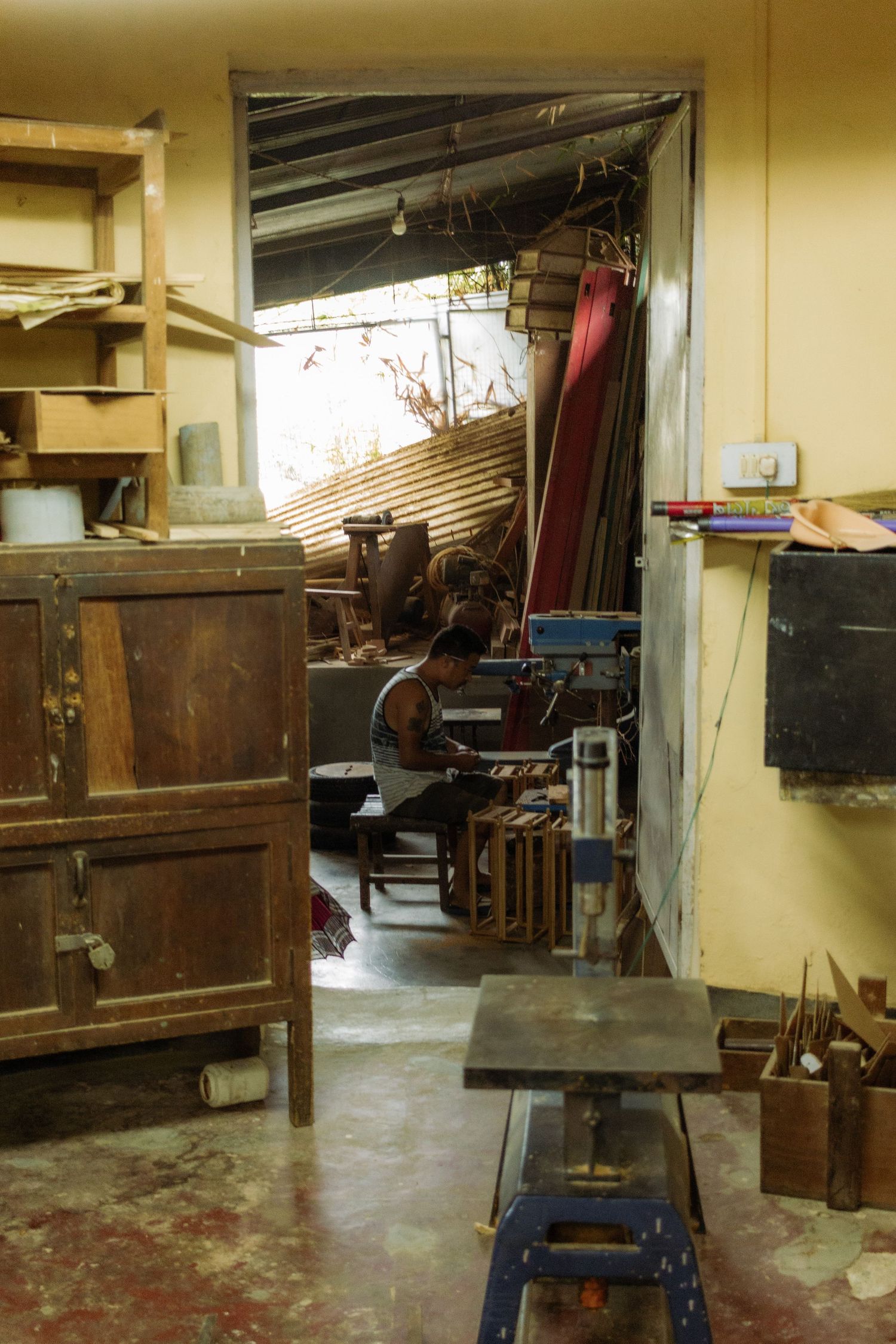 A wood worker in India