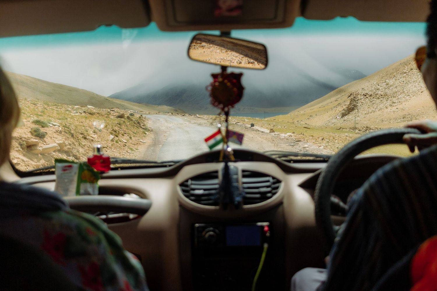 The road from inside a car in Northern India