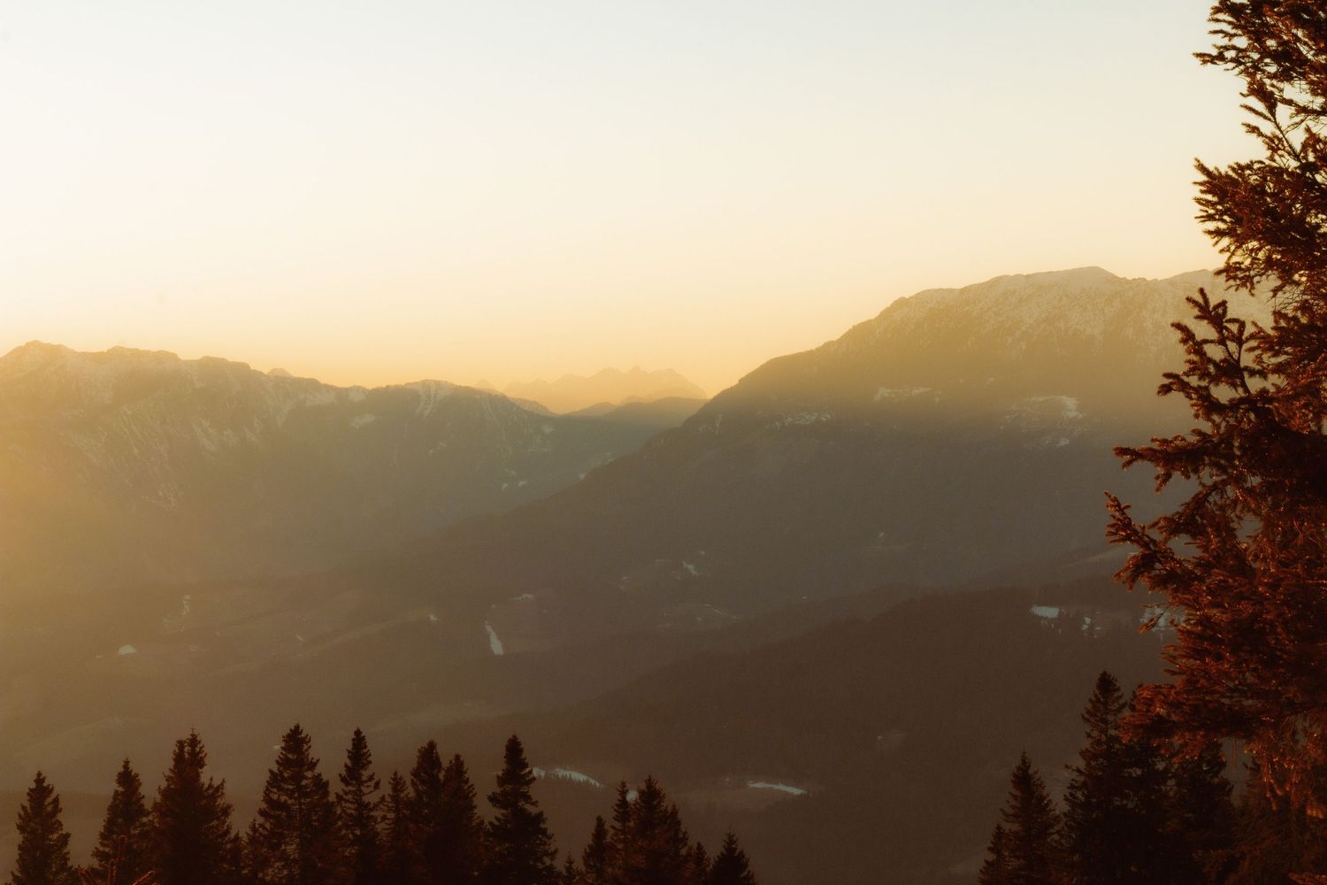 sunset in the mountains in Slovenia