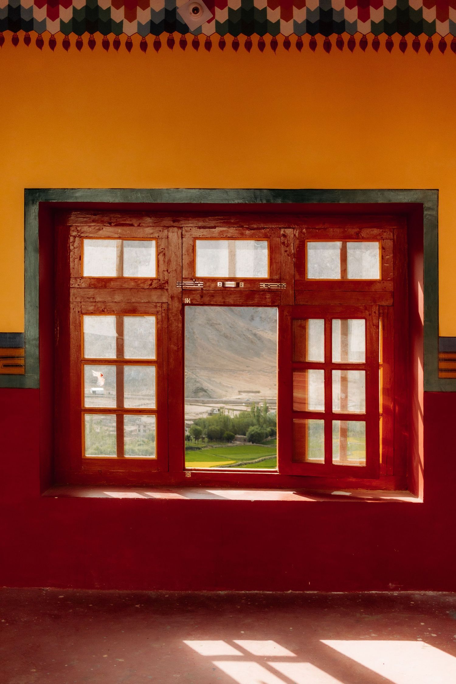 Views from a window inside a temple in Ladakh
