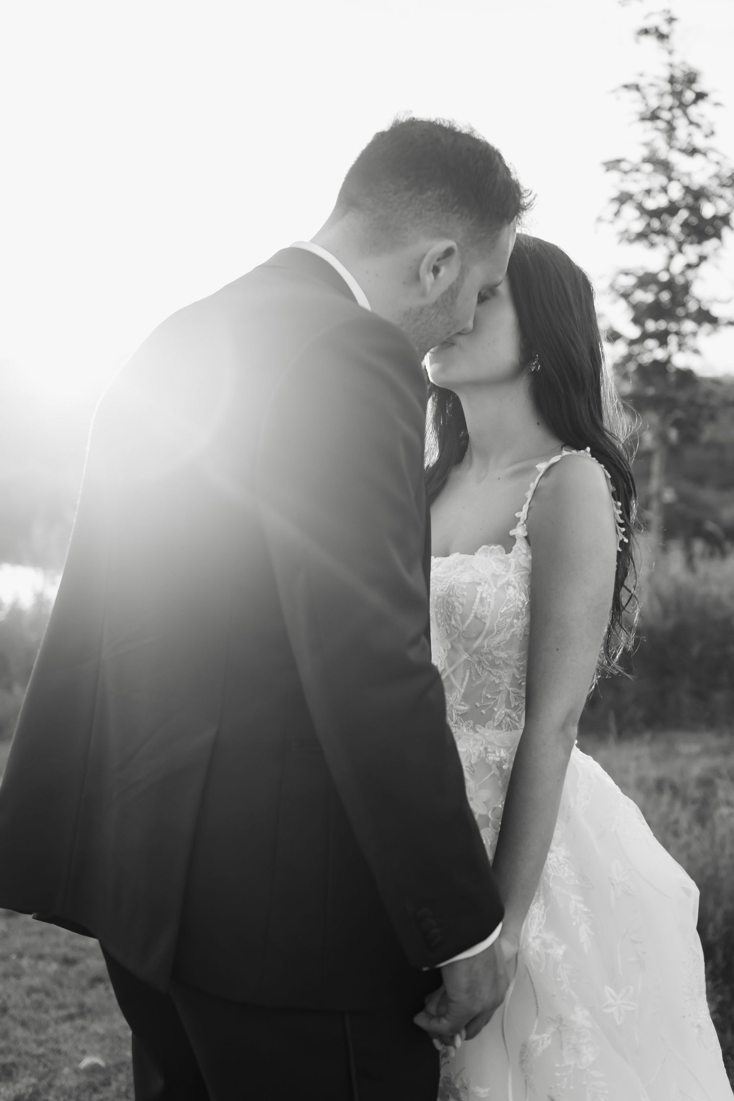 black-and-white Candid wedding portraits of a bride and groom at Arlington Estate, photographed by a Toronto wedding photographer.