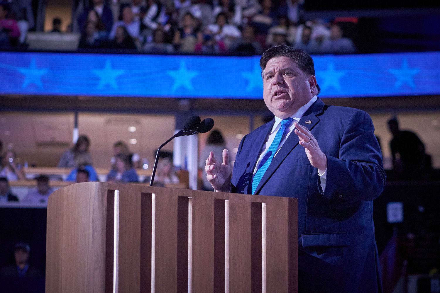 JB Pritzker speaking at the 2020 DNC